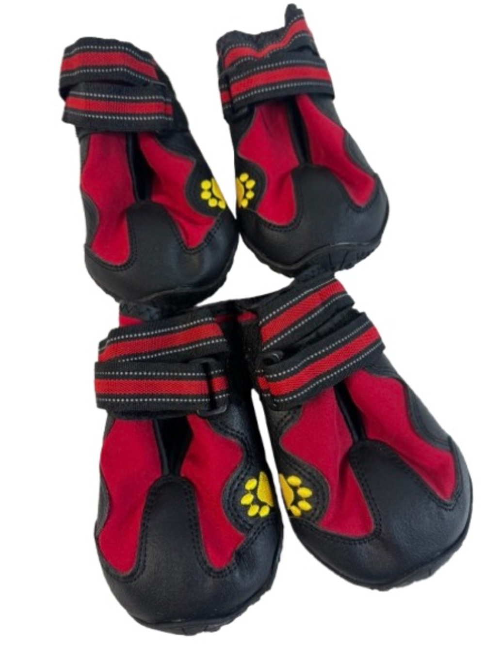 Kids Red and Black Waterproof Dog Boots - Secure Velcro Straps